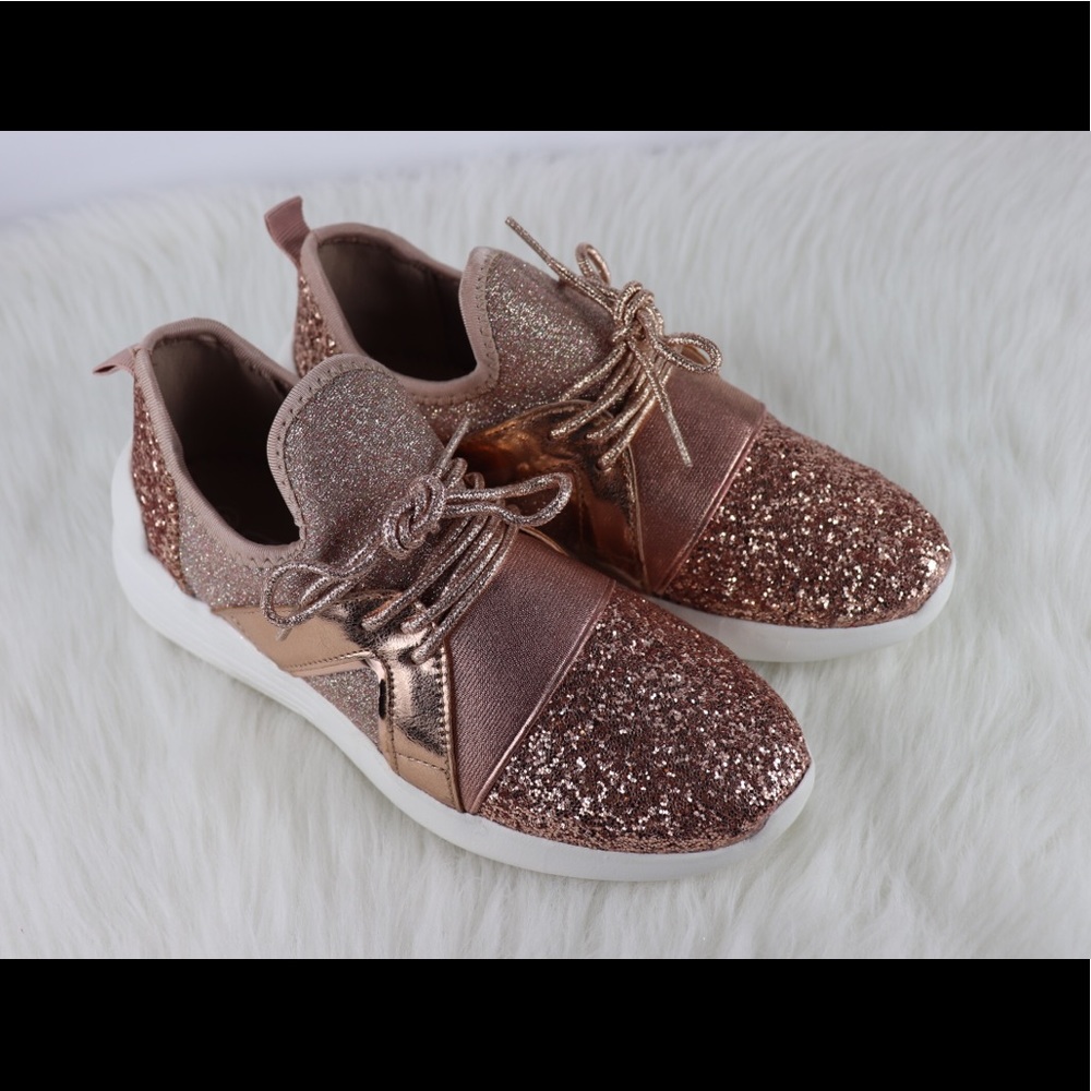 Rose Gold Glitter Sneakers - Picture 2 of 4